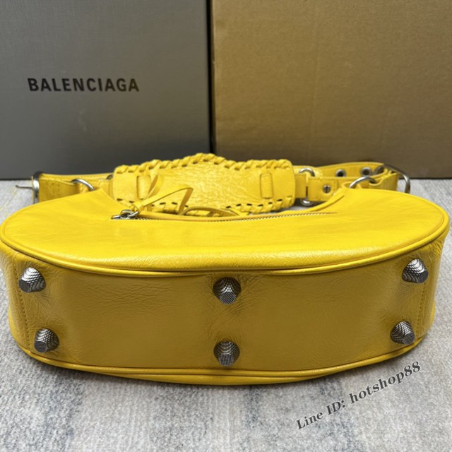 Balenciaga專櫃爆款Le Cagole半月牙腋下包餃子包 巴黎世家經典大號爆裂黑鱷金機車包 fyj1082